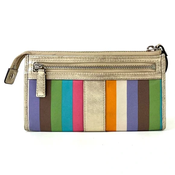 Coach Julia Legacy Stripe Large Zippy Wallet Wristlet